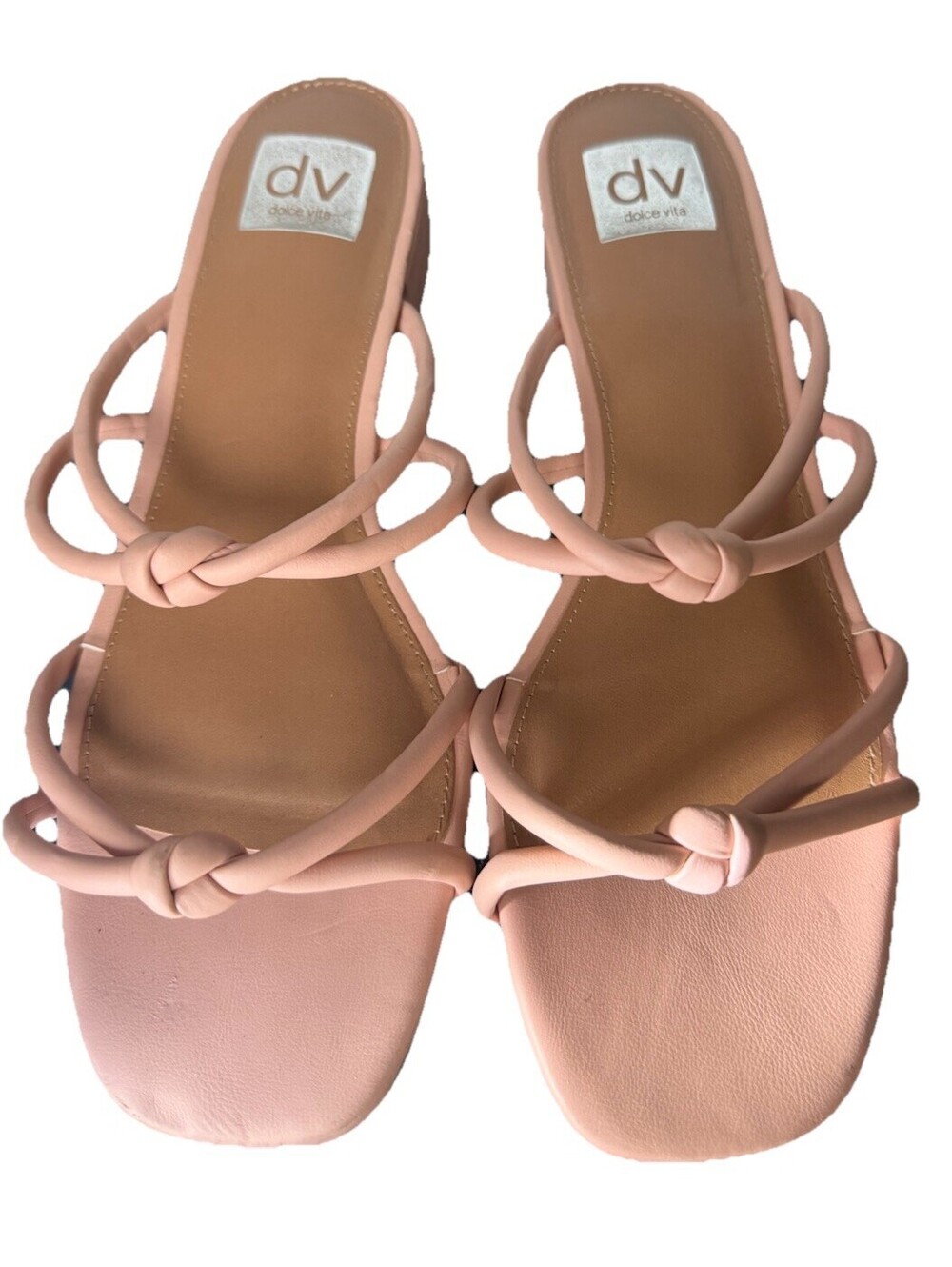 DV Dolce Vita Wisteria Strappy Knotted Heeled Sandals Blush Nude W 9.5